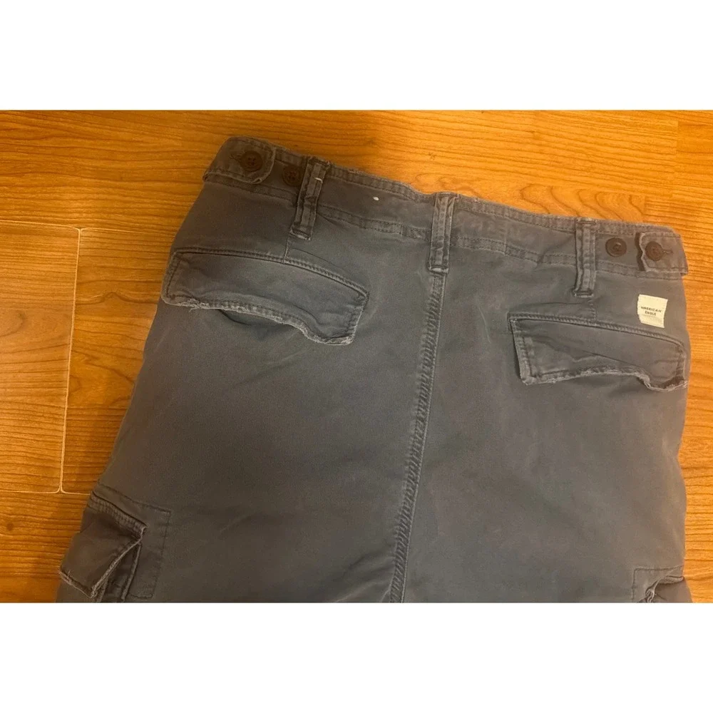 American Eagle Outfitters Flex Cargo Pants Gray Blue Straight Leg Size 30x32